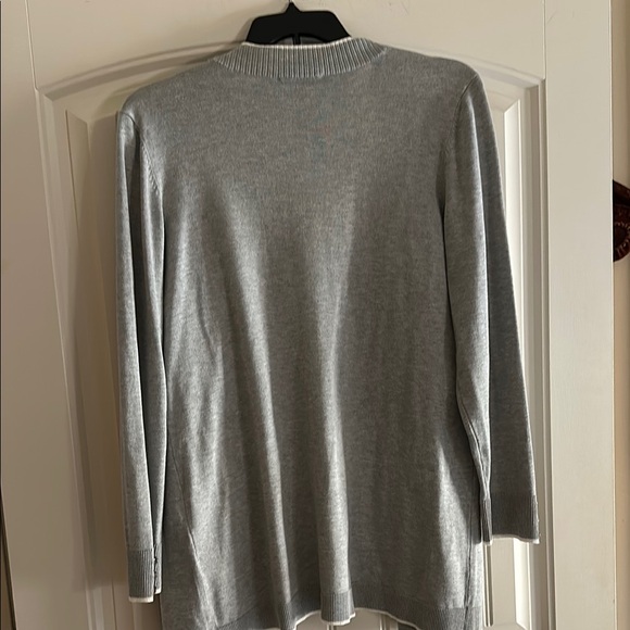 Gray Open-Front Cardigan Sweater - Picture 3 of 6